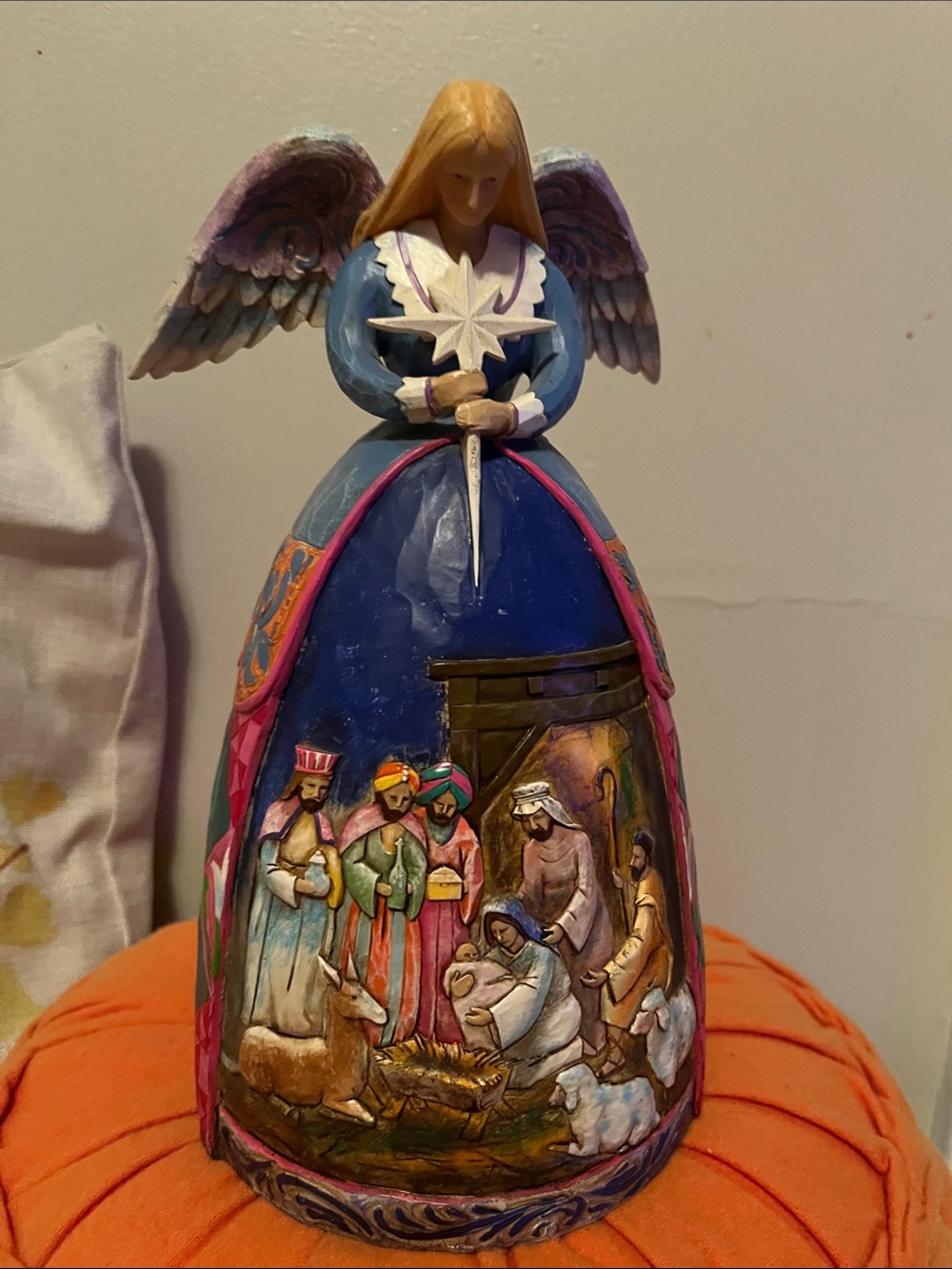 Jim Shore Blue and Pink Angel Nativity Sculpture
